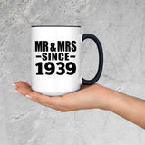 85th Anniversary Mr & Mrs Since 1939 - 15oz Accent Mug Black