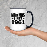 63rd Anniversary Mr & Mrs Since 1961 - 15oz Accent Mug Black