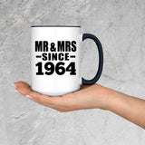 60th Anniversary Mr & Mrs Since 1964 - 15oz Accent Mug Black