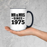 49th Anniversary Mr & Mrs Since 1975 - 15oz Accent Mug Black