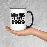 25th Anniversary Mr & Mrs Since 1999 - 15oz Accent Mug Black