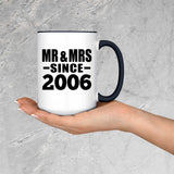 18th Anniversary Mr & Mrs Since 2006 - 15oz Accent Mug Black