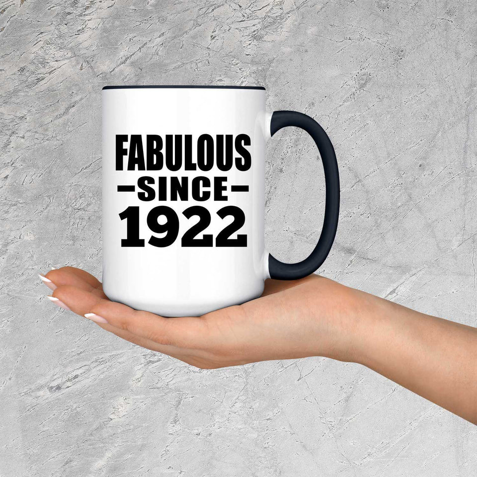 102nd Birthday Fabulous Since 1922 - 15oz Accent Mug Black