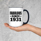 93rd Birthday Fabulous Since 1931 - 15oz Accent Mug Black