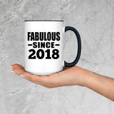 6th Birthday Fabulous Since 2018 - 15oz Accent Mug Black