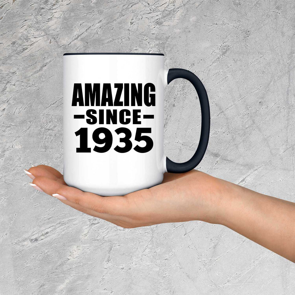 89th Birthday Amazing Since 1935 - 15oz Accent Mug Black