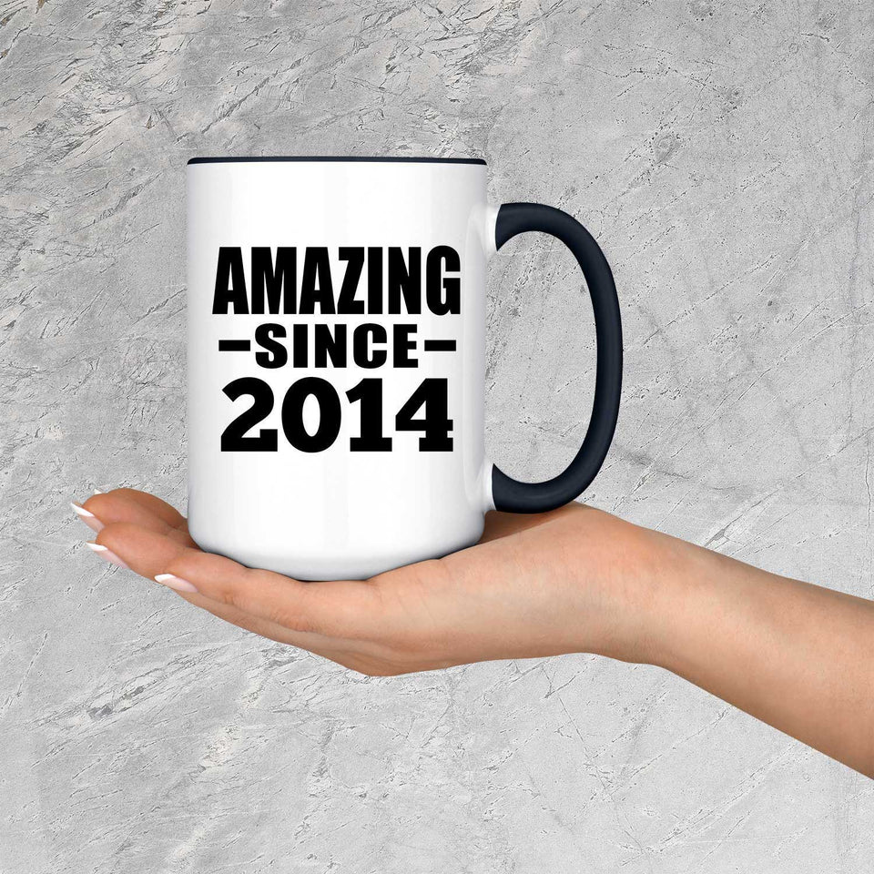 10th Birthday Amazing Since 2014 - 15oz Accent Mug Black