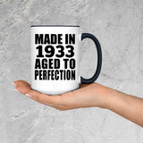 91st Birthday Made In 1933 Aged to Perfection - 15oz Accent Mug Black