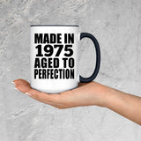49th Birthday Made In 1975 Aged to Perfection - 15oz Accent Mug Black
