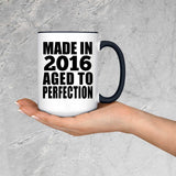 8th Birthday Made In 2016 Aged to Perfection - 15oz Accent Mug Black