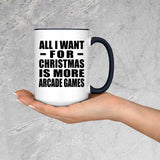 All I Want For Christmas Is More Arcade Games - 15oz Accent Mug Black