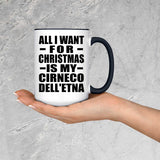 All I Want For Christmas Is My Cirneco Dell'etna - 15oz Accent Mug Black