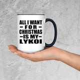 All I Want For Christmas Is My Lykoi - 15oz Accent Mug Black