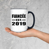 Fiancee Established EST. 2019 - 15oz Accent Mug Black