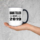 Bank Teller Established EST. 2019 - 15oz Accent Mug Black