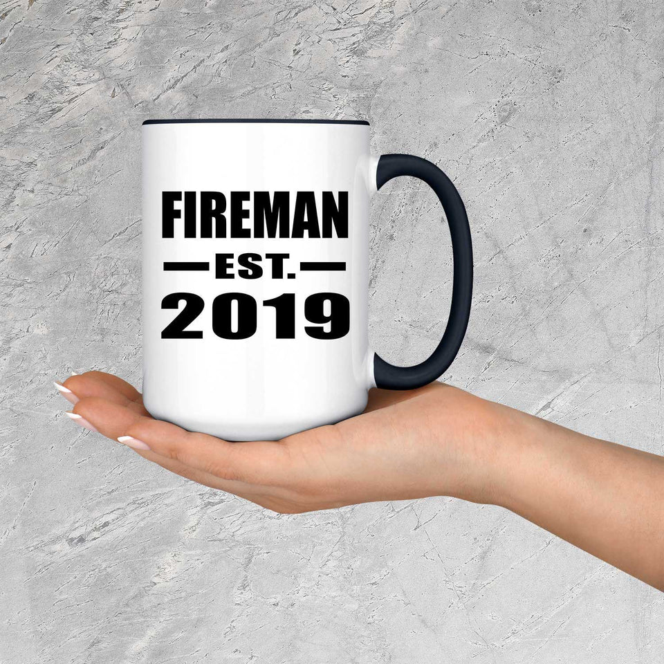 Fireman Established EST. 2019 - 15oz Accent Mug Black