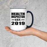 Health Inspector Established EST. 2019 - 15oz Accent Mug Black