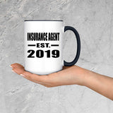 Insurance Agent Established EST. 2019 - 15oz Accent Mug Black