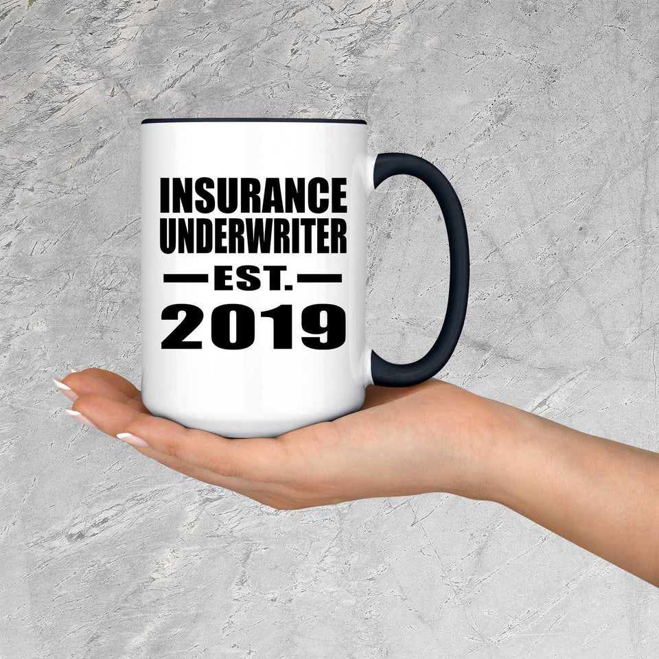 Insurance Underwriter Established EST. 2019 - 15oz Accent Mug Black