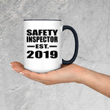 Safety Inspector Established EST. 2019 - 15oz Accent Mug Black