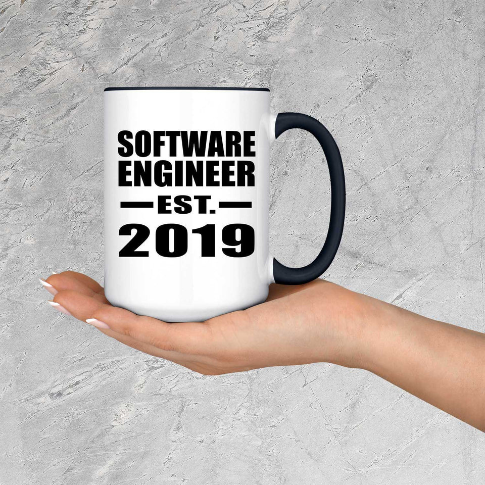 Software Engineer Established EST. 2019 - 15oz Accent Mug Black