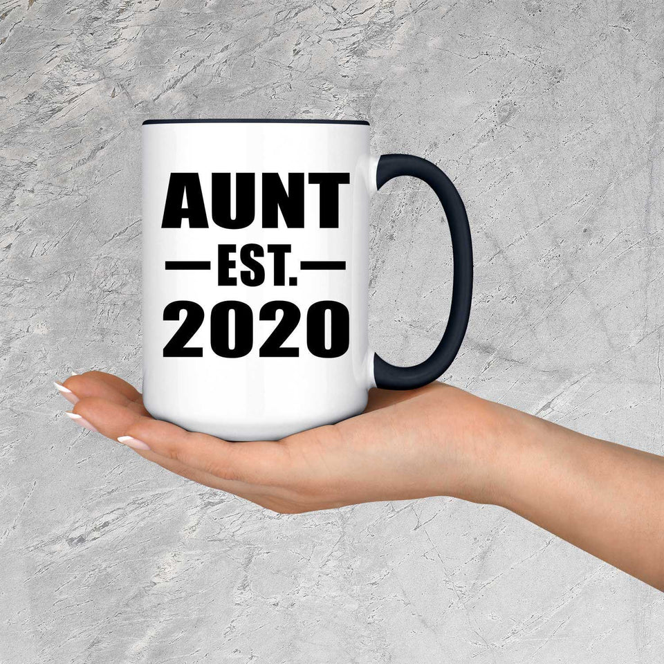 Aunt Established EST. 2020 - 15oz Accent Mug Black
