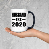 Husband Established EST. 2020 - 15oz Accent Mug Black