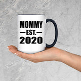 Mommy Established EST. 2020 - 15oz Accent Mug Black