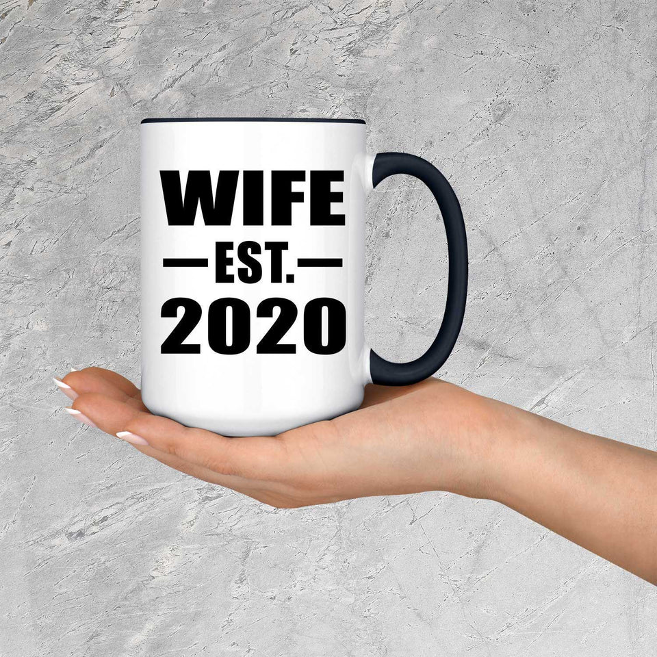 Wife Established EST. 2020 - 15oz Accent Mug Black