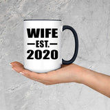 Wife Established EST. 2020 - 15oz Accent Mug Black