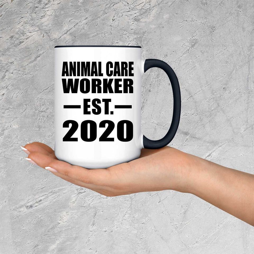 Animal Care Worker Established EST. 2020 - 15oz Accent Mug Black