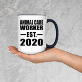 Animal Care Worker Established EST. 2020 - 15oz Accent Mug Black