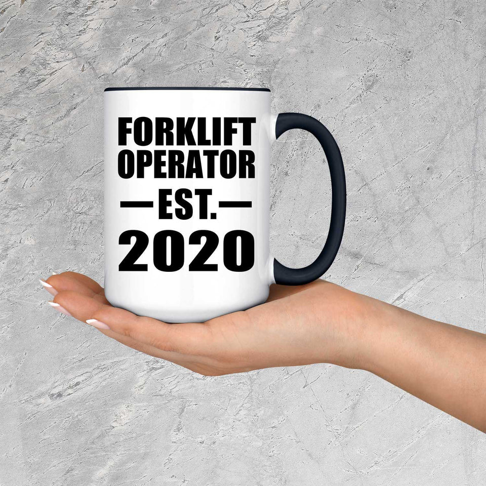Forklift Operator Established EST. 2020 - 15oz Accent Mug Black