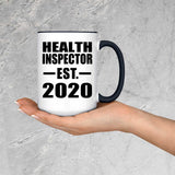 Health Inspector Established EST. 2020 - 15oz Accent Mug Black