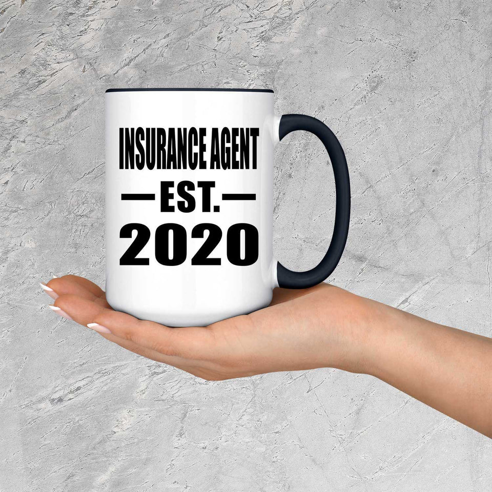 Insurance Agent Established EST. 2020 - 15oz Accent Mug Black
