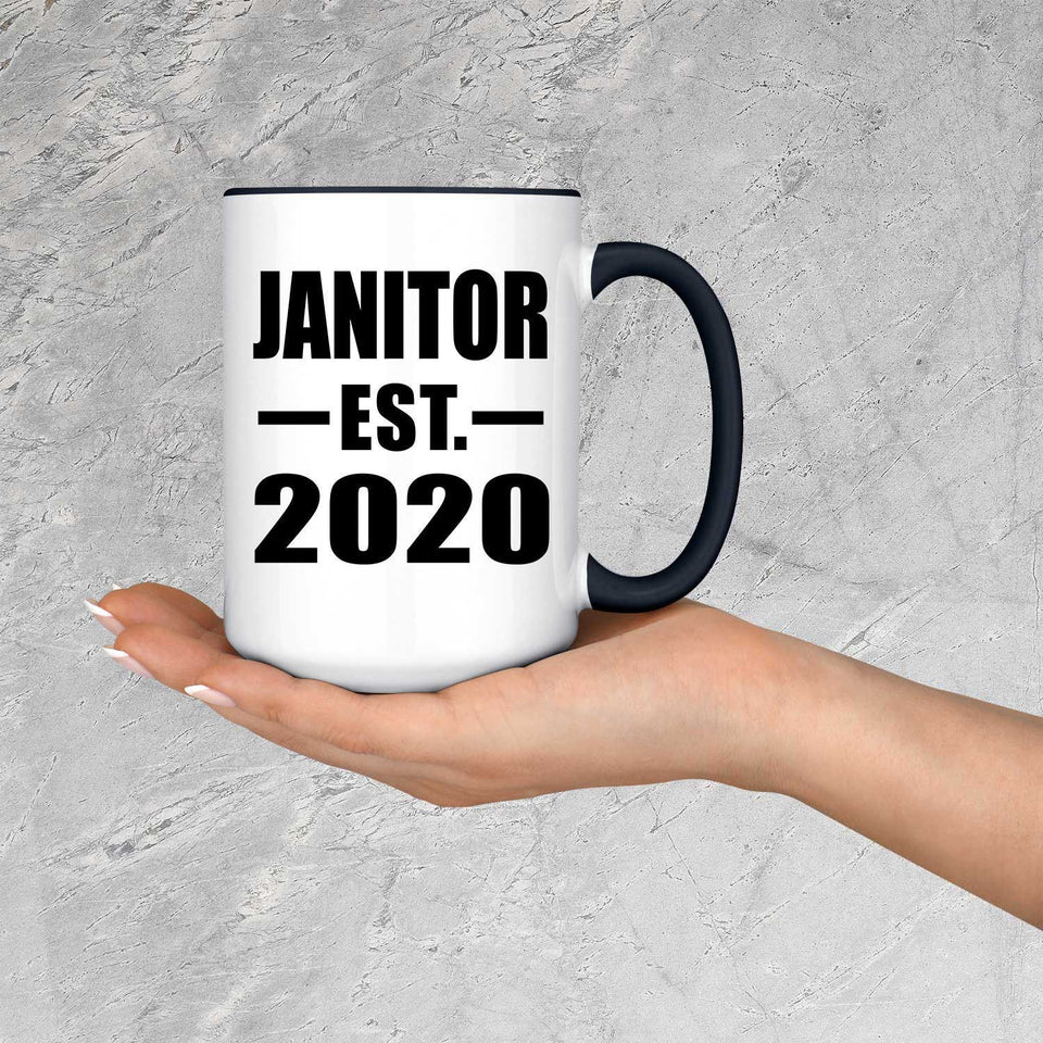 Janitor Established EST. 2020 - 15oz Accent Mug Black