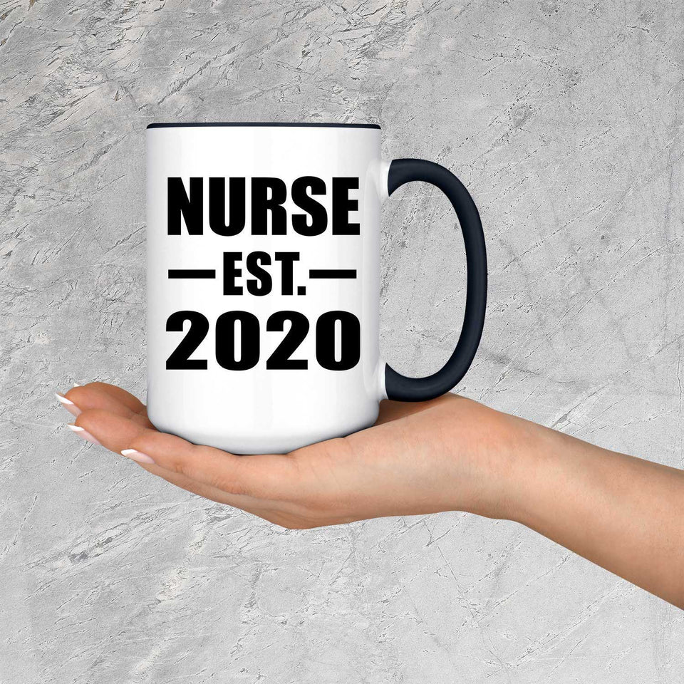 Nurse Established EST. 2020 - 15oz Accent Mug Black