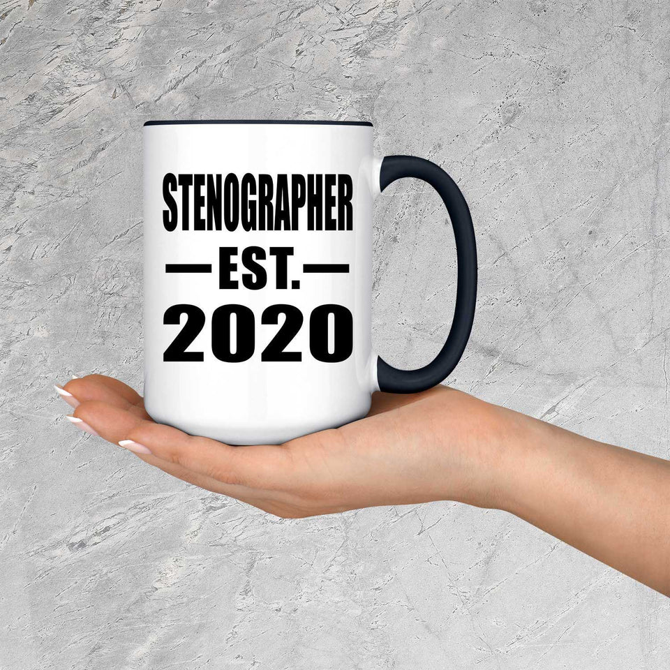 Stenographer Established EST. 2020 - 15oz Accent Mug Black