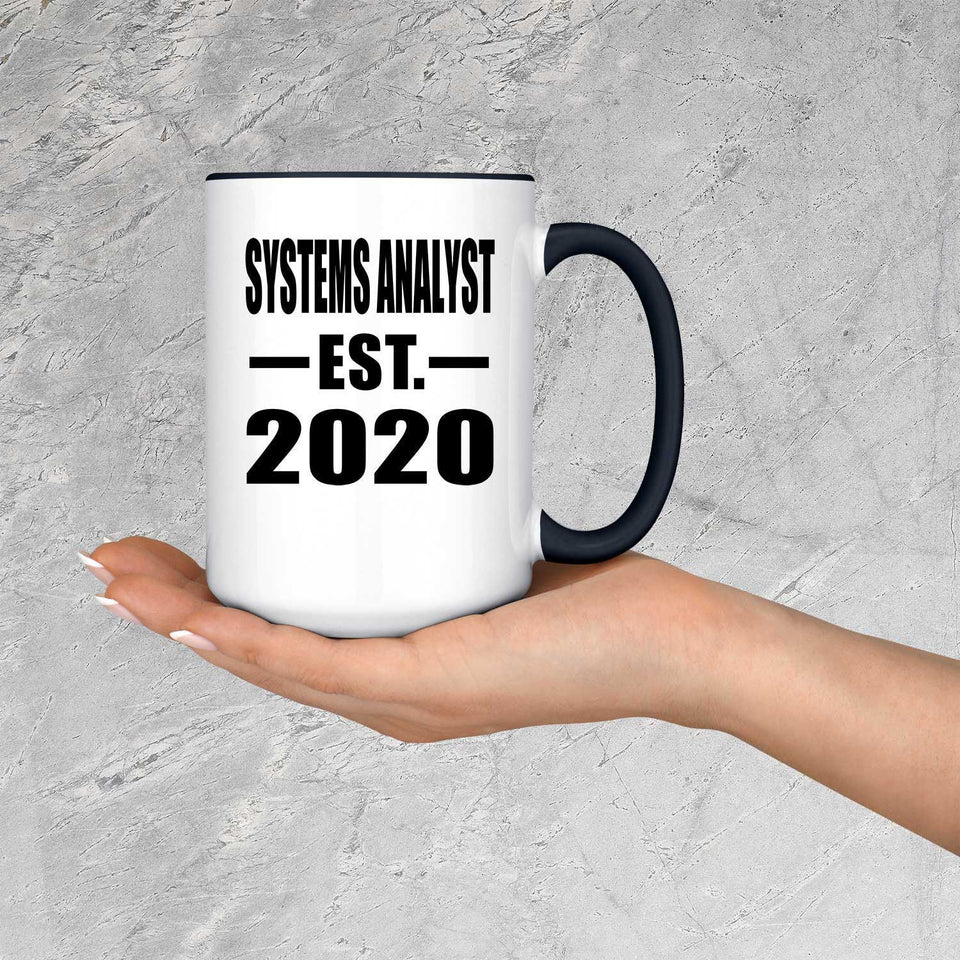 Systems Analyst Established EST. 2020 - 15oz Accent Mug Black