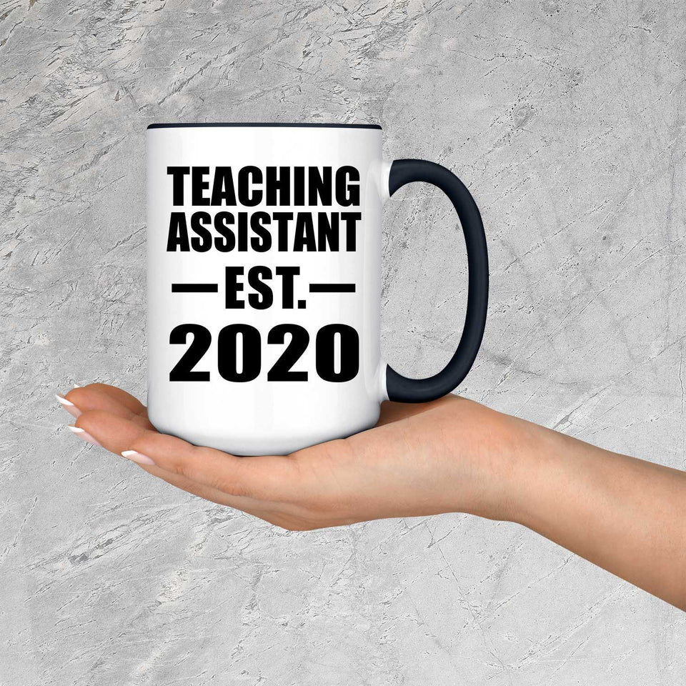 Teaching Assistant Established EST. 2020 - 15oz Accent Mug Black