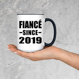 Fiance Since 2019 - 15oz Accent Mug Black