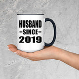 Husband Since 2019 - 15oz Accent Mug Black