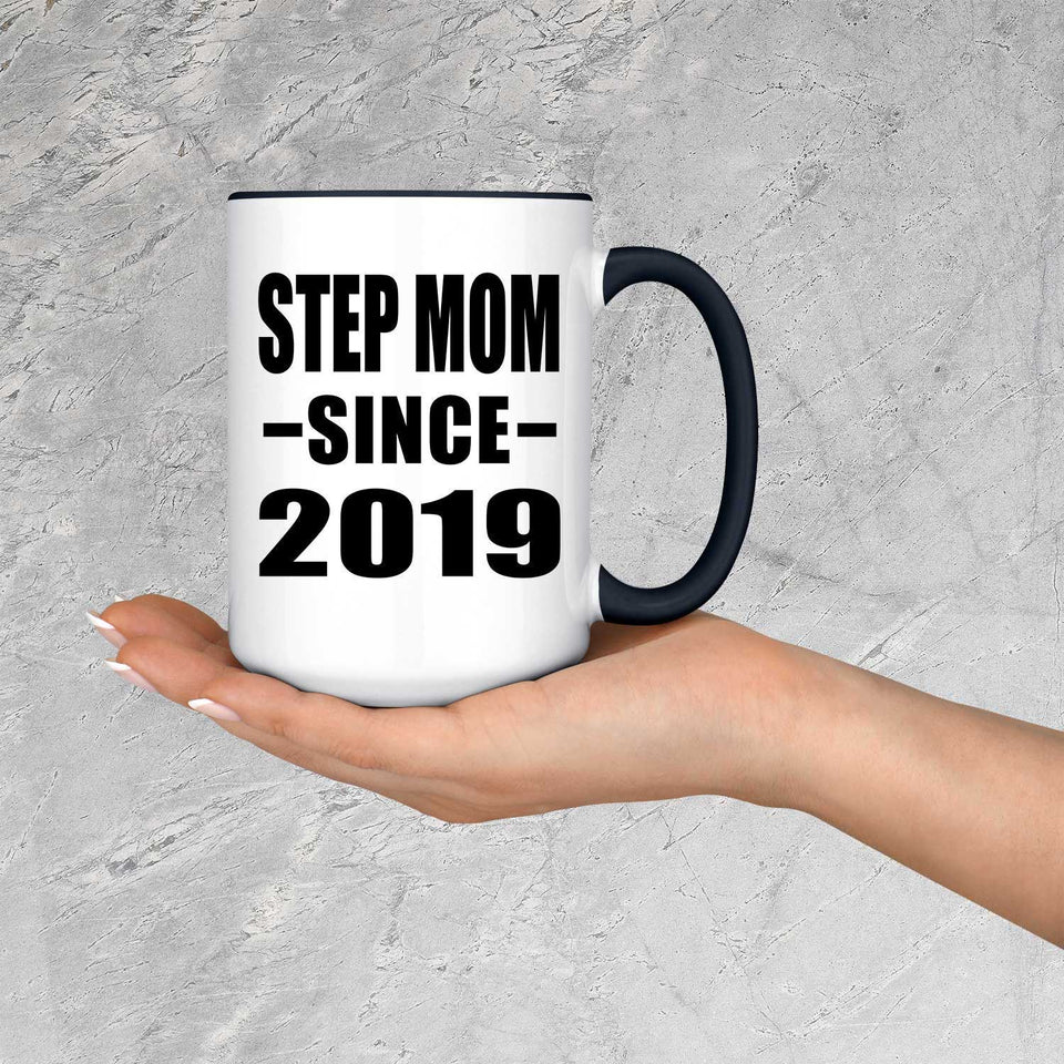 Step Mom Since 2019 - 15oz Accent Mug Black
