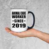 Animal Care Worker Since 2019 - 15oz Accent Mug Black