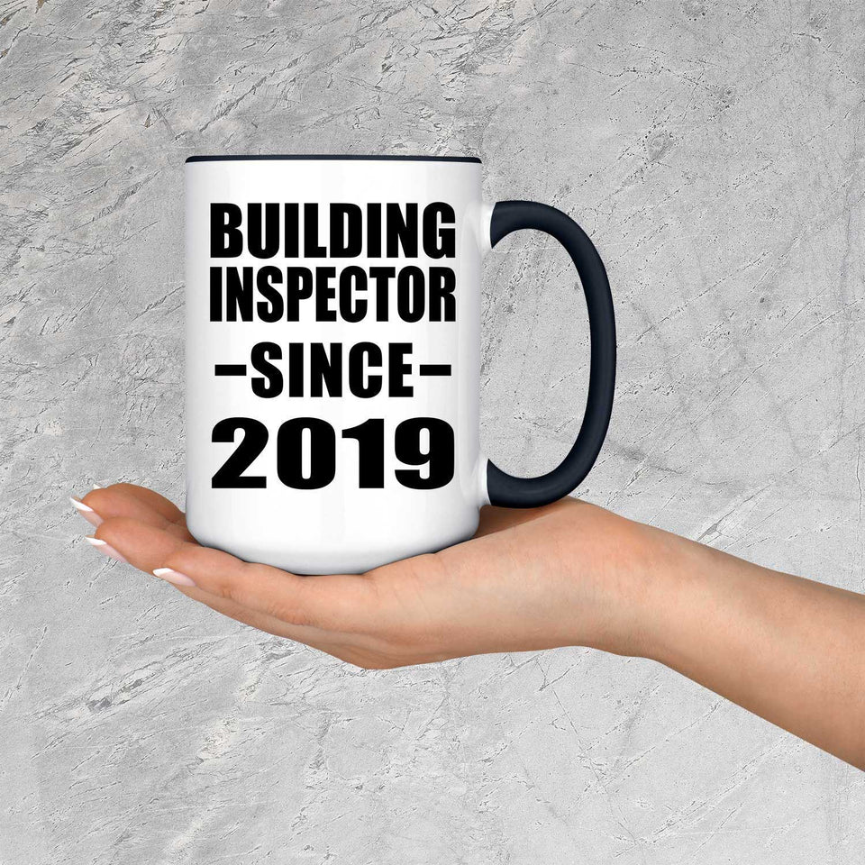 Building Inspector Since 2019 - 15oz Accent Mug Black