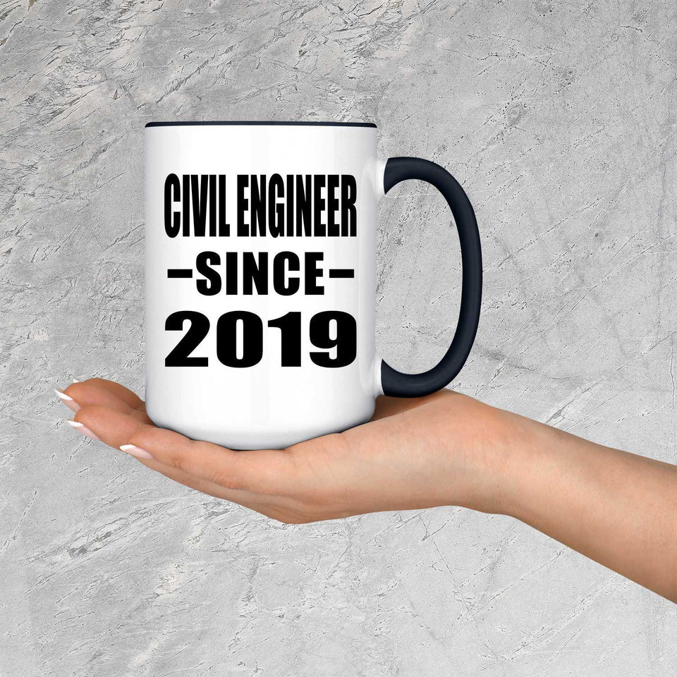Civil Engineer Since 2019 - 15oz Accent Mug Black