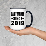 Dairy Farmer Since 2019 - 15oz Accent Mug Black