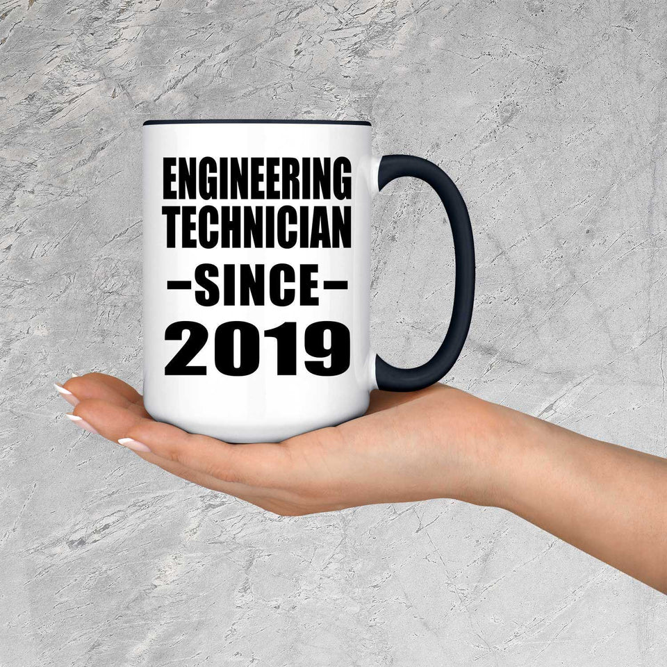 Engineering Technician Since 2019 - 15oz Accent Mug Black