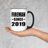 Fireman Since 2019 - 15oz Accent Mug Black
