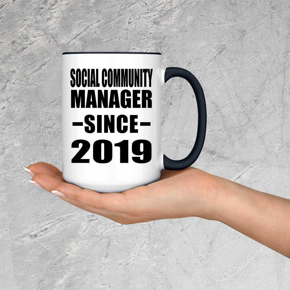 Social Community Manager Since 2019 - 15oz Accent Mug Black